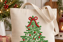 Christmas Tree Red Bow Red Ornaments Embroidery Design Product Image 5