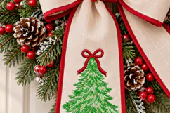 Christmas Tree Red Bow Embroidery Design Product Image 5