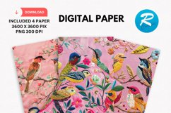 Embroidered Flowers Day Digital Paper, Flowers Background Product Image 1