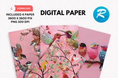 Embroidered Flowers Day Digital Paper, Flowers Background Product Image 1