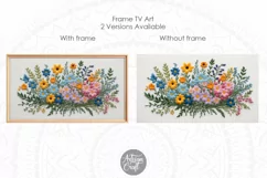 Wildflower embroidery Frame TV art, embroidered wildflower Product Image 3