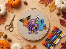 Cute Halloween Cross Stitch Pattern Ghost & Monsters Product Image 2
