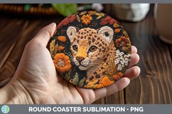 GorgeousEmbroidered Round Coaster design.