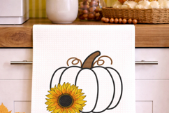 Pumpkin Sunflower Embroidery Design Fall Harvest 4x4 5x7 Product Image 6