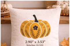 Floral Pumpkin Embroidery Design Fall Flowers Autumn Decor Product Image 2