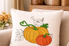 Two Pumpkins with leaves Embroidery Design Product Image 5