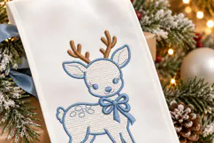 Christmas Reindeer Bow Embroidery Design Product Image 3