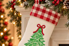 Christmas Tree Red Bow Embroidery Design Product Image 3