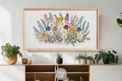 Wildflower embroidery Frame TV art, embroidered wildflower Product Image 4