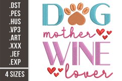 Dog Mother Wine Lover | Embroidery Design Product Image 1