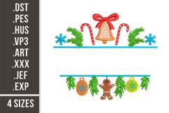 Family Christmas Split Monogram | Machine Embroidery Design Product Image 1