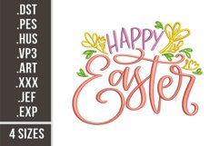 Happy Easter With Flowers | Easter Embroidery Product Image 1