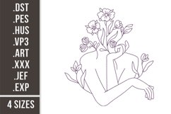 Floral Woman | Flowers Redwork Embroidery Product Image 1