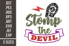 Stomp The Devil | Religious Quote Embroidery Product Image 1