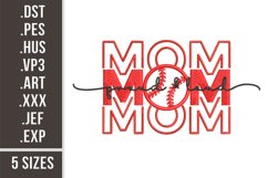 Baseball Mom| Sports Embroidery Design Product Image 1