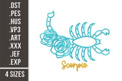 Floral Scorpio | Zodiac Sign Embroidery Design Product Image 1