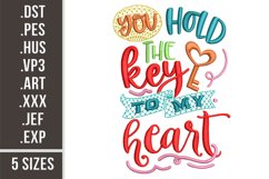 You Hold The Key To My Heart | Embroidery Design Product Image 1