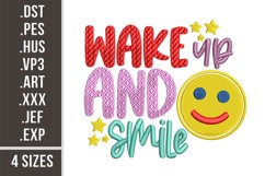 Wake Up And Smile | Positive Morning Embroidery Design Product Image 1