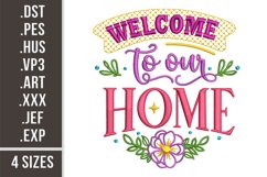 Welcome To Our Home Sign | Floral Embroidery Product Image 1