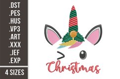 Christmas Unicorn Face | Embroidery Design Product Image 1
