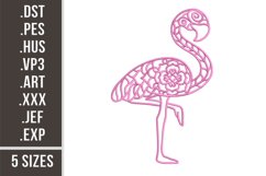 Flamingo with Floral Ornaments | Mandala Animal Embroidery Product Image 1
