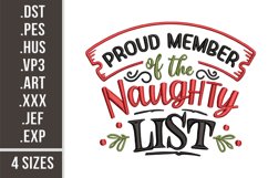 Proud Member of the Naughty List | Embroidery Design Product Image 1
