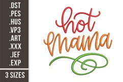 Hot Mama | Mom Life Embroidery Design Product Image 1