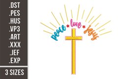 Peace Love Jesus Cross | Embroidery Design Product Image 1