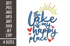 The Lake Is My Happy Place | Summer Quote Embroidery Product Image 1