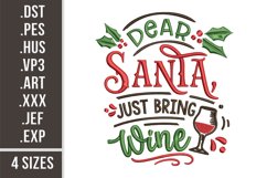 Dear Santa, Just Bring Wine | Funny Christmas Embroidery Product Image 1