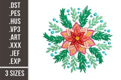Poinsettia Floral Mandala | Embroidery Design Product Image 1