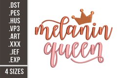 Melanin Queen 4 sizes | Embroidery Design Product Image 1