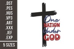 One Nation Under God | Patriotic Embroidery Design Product Image 1