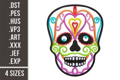 Sugar Skull Halloween Embroidery Design Product Image 1