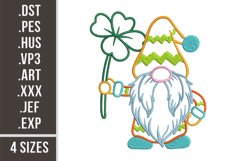 Gnome With Flower | St, Patrick's Day Embroidery Product Image 1