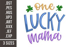 One Lucky Mama | Shamrock St. Patrick's Embroidery Design Product Image 1