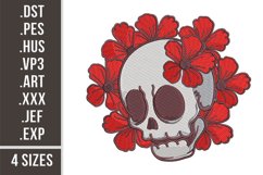 Sugar Skull with Roses | Fill Stitch Embroidery Design Product Image 1