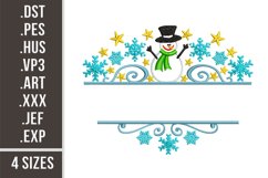 Family Sign with Snowman | Christmas Embroidery Design Product Image 1