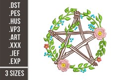 Floral Pentacle | Wicca Witch Embroidery Product Image 1
