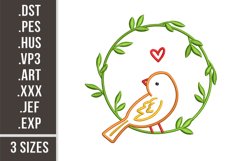 Bird In a Floral Wreath | Baby Embroidery Product Image 1