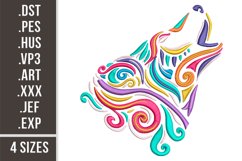 Roaring Mandala Wolf | Machine Embroidery Design Product Image 1