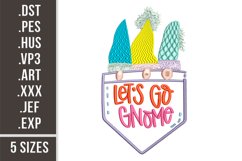 Let's Go Gnome | Embroidery Design Product Image 1