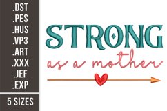 Strong As A Mother | Mom Life Embroidery Product Image 1