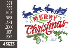 Merry Christmas Sleigh | Embroidery Design Product Image 1