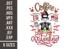 Coffee Is My Valentine | Skull Embroidery Product Image 1