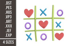 Tic Tac Toe Hearts | Love Embroidery Design Product Image 1