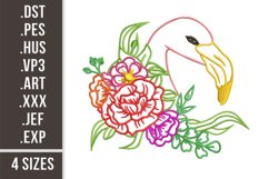 Floral Flamingo | Birds Embroidery Design Product Image 1