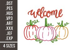 Pumpkins Welcome | Autumn Home Sign Embroidery Product Image 1