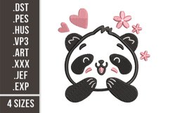 Cute Panda In Love | Animal Embroidery Product Image 1