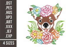 Floral Chihuahua | Dog Embroidery Design Product Image 1